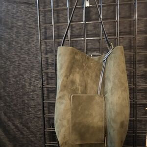 GAP Sage Green Suede Shoulder Bag